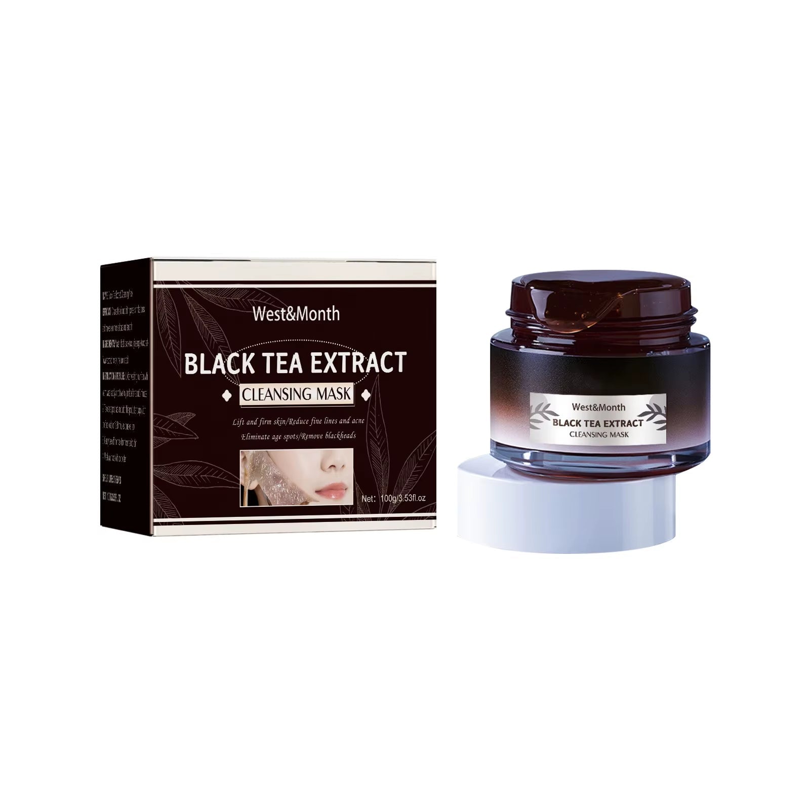 West&Month Black Tea Facial Maskcleanse Poresapplication Maskbrighten Poresbrighten Complexionrejuvenate Facial Mask