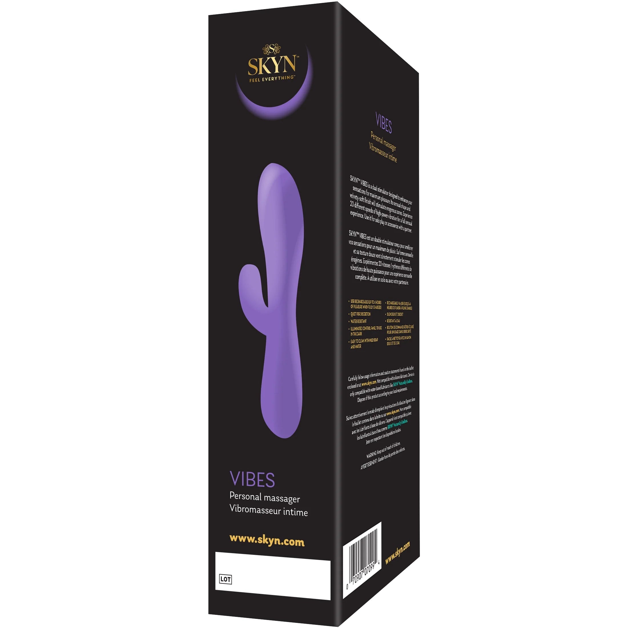 Vibes Personal Massage Wand Vibrator, 20 Speeds, Purple, 1 Count