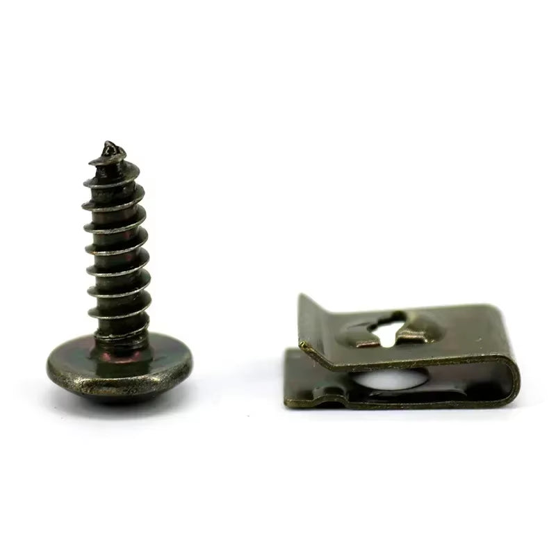 Self Tapping Screws Metal Fastener Clip for Car Motorcycle U-Type Clip with Screw Anti-Rust Protection Clip Screw Iron Sheet Kit